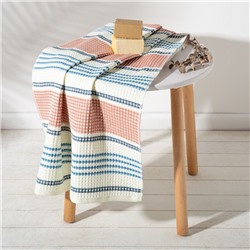 Полотенце вафельное банное «Этель» Waffle 70×140 см, 100% хлопок, 280 г/м², коричнево-голубое