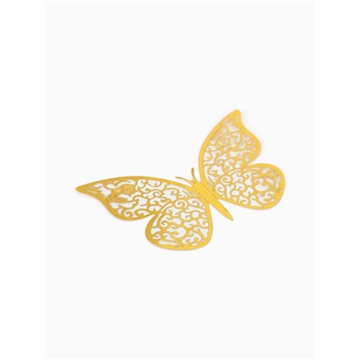 Топпер для торта «Бабочки», 12 штук, голография, золотой