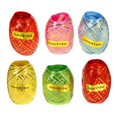 Лента упаковочная для воздушных шаров и подарков, с золотой полосой, ассорти, набор 6 шт., 0.5 см × 10 м
