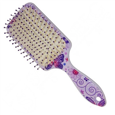 Salon Solinberg Расческа массажная 338-69087B, пластиковая, пластиковые штифты, L 220 мм, бабочки-цветочки 27918