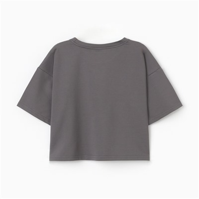 Футболка женская укороченная MINAKU OVERSIZE FIT, цвет графит, размер 48