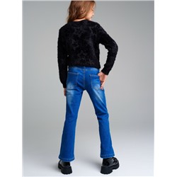 Брюки текстильные джинсовые утепленные флисом для девочек