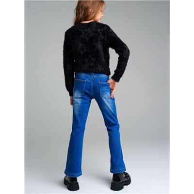 Брюки текстильные джинсовые утепленные флисом для девочек