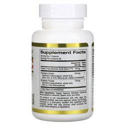California Gold Nutrition, CranBlueC, клюква и голубика с витамином C, 60 растительных капсул
