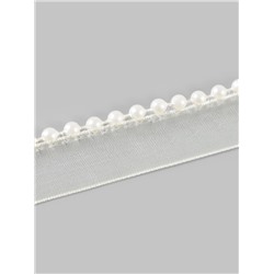 Лента декоративная с бусинами, 12 мм, 4.5±0.5 м, цвет слоновая кость №08