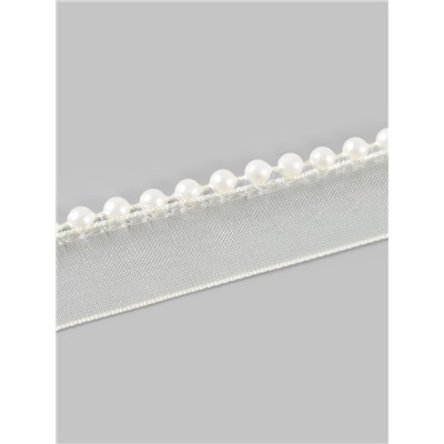 Лента декоративная с бусинами, 12 мм, 4.5±0.5 м, цвет слоновая кость №08