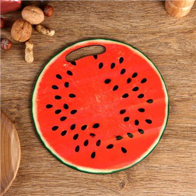 Доска разделочная сувенирная «Арбуз в разрезе», 25.5 см, круглая