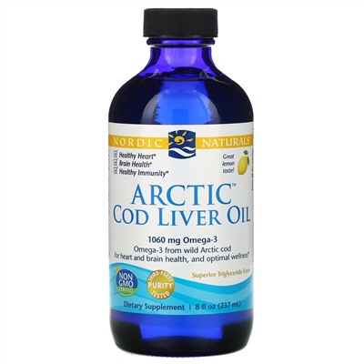 Nordic Naturals, масло печени арктической трески, со вкусом лимона, 237 мл (8 жидк. унций)