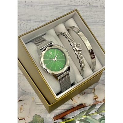 Подарочный набор для женщин часы, 2 браслета + коробка #22853278