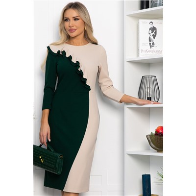 Платье Эванесса (зелено-бежевое) П12742-35М
