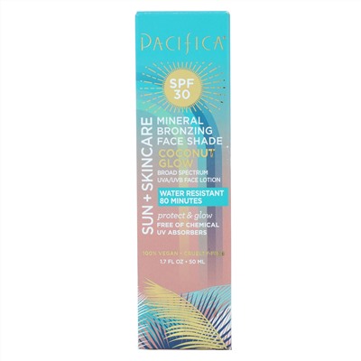 Pacifica, Sun + Skincare, Mineral Bronzing Face Shade, SPF 30, Coconut Glow, 1.7 fl oz (50 ml)
