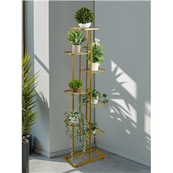 Подставка для цветов Greengo, 8 полок, 43×22×141 см, напольная, металл, цвет золотой