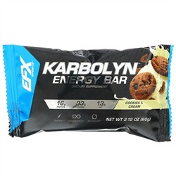 EFX Sports, Karbolyn Energy Bar, Cookies & Cream, 12 Bars, 2.12 (60 g) Each