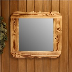 Зеркало для бани, резное, 53×49×2.5 см, липа