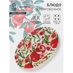 Блюдо сервировочное Доляна «Гранат», 24.5×15×2 см, стекло, рисунок