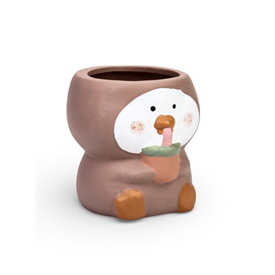 Декоративный горшок для цветов «Пингвины», 9×9×6 см, керамический, МИКС, Greengo