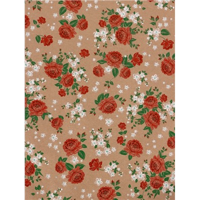 Бумага упаковочная крафт «Пионы», красный, 0.72×10±5% м, 60 г