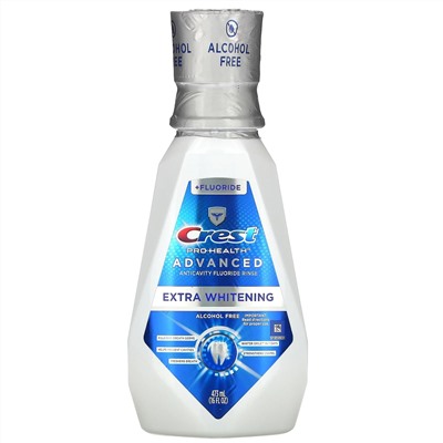 Crest, Pro Health Advanced, Extra Whitening Mouthwash + Fluoride, Alcohol Free, 16 fl oz (473 ml)