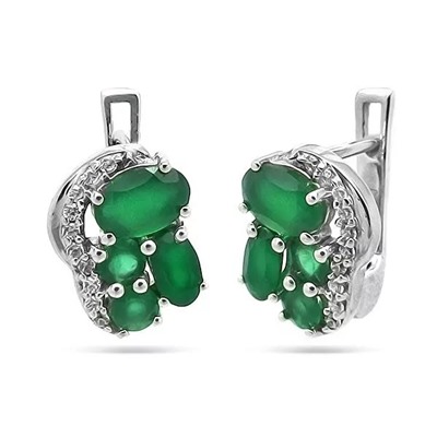 Серьги из серебра зеленый агат, Джанис