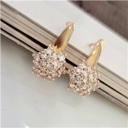 Серьги ювелирная бижутерия коллекция "Дубай" покрытие: позолота, вставка: фианиты,  5808, арт.216.372