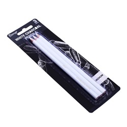 Карандаши угольные, белые, 3 шт. в наборе, средние