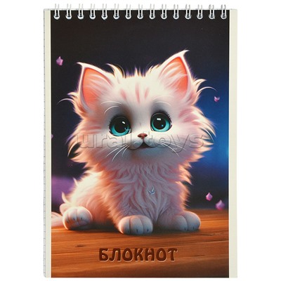 Блокнот 48л. А5 клетка "Пушистый котенок" обл. лам. карт