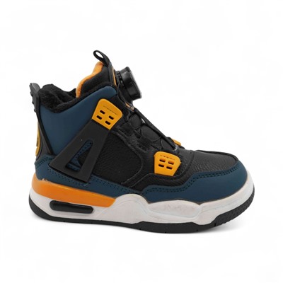 Кроссовки зимние на меху В7177-9 черно желтые