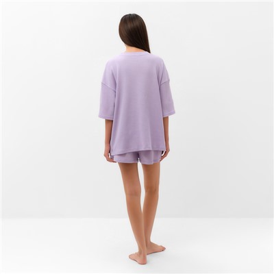 Пижама женская (футболка, шорты) KAFTAN Basic line, размер 48, сиреневая