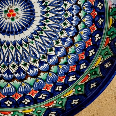 Ляган узбекский Риштанская Керамика «Узоры», d=37 см, синий МИКС