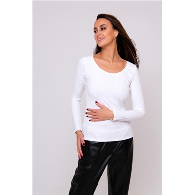 Лонгслив в рубчик 227WHT (Белый)