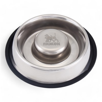 Миска «Медленное кормление», 950 мл, на нескользящей основе, металл