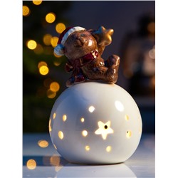 Светодиодная фигура «Медвежонок на шаре», 13.2×8.8×8.8 см, 1 LED, керамика, от батареек LR44×3, тёплый белый свет