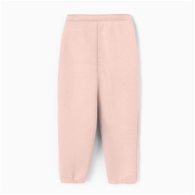 Брюки для девочки с начёсом MINAKU: Exclusive print, пудровые, Oversize рост 158 см