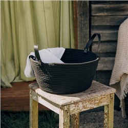 Корзина для хранения SL Home «Луиза», плетёная, ручной работы, 33×33×16 см, чёрная