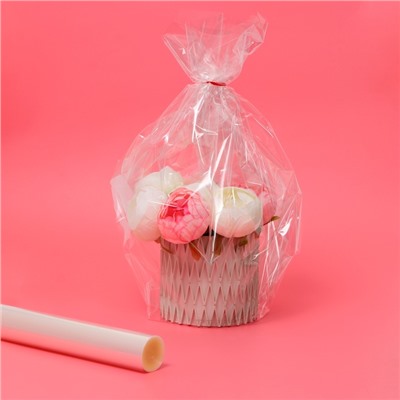 Плёнка для цветов и букетов, прозрачная 0.7×37.5 м, 1000 г, 40 мкм