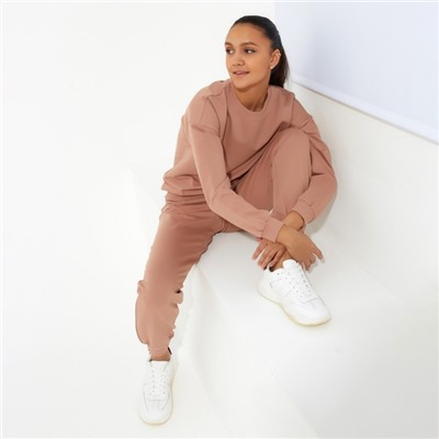 Костюм женский (свитшот, брюки) MINAKU: Casual Collection, размер 46, цвет песочный
