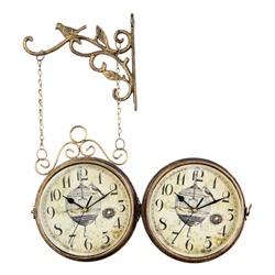 Часы настенные интерьерные «Птичка в клетке», двусторонние, на подвесе, бесшумные, плавный ход, 23×44 см, d=17 см