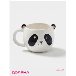 Кружка Доляна «Панда», 490 мл, доломит, белая