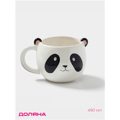 Кружка Доляна «Панда», 490 мл, доломит, белая