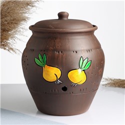 Банка для хранения лука Кунгурская керамика «Роспись», 5 л, с отверстиями для вентиляции, молочение, коричневая