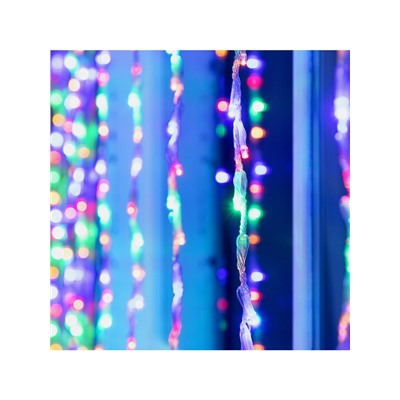 Гирлянда «Водопад» 2×1.5 м, IP44, прозрачная нить, 400 LED, свечение мульти, 8 комбинаций режимов, 220 В