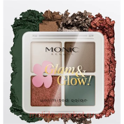 Monic Beauty Тени для век 4 цвета Glam@Glow Day Color тон 05 Kihg Stone
