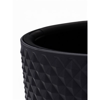 Кашпо для цветов «Фасет», 3.5 л, d=18 см, h=16.5 см, пластиковое, с автополивом, со вставкой, серое