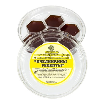 Медовые жевательные конфеты с цветочной пыльцой 30 гр.