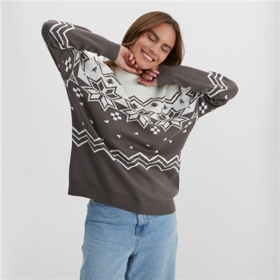 Свитер вязаный новогодний KAFTAN Scandinavia, размер 50, серый