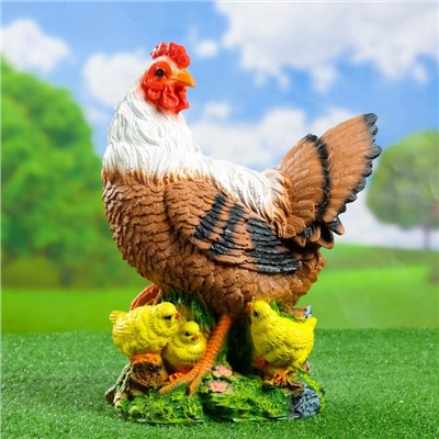 Садовая фигура из полистоуна «Курица с цыплятами», 42×17×30 см
