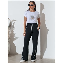 Прямые брюки с лампасами из эластичного футера двухнитки без начеса