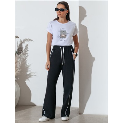 Прямые брюки с лампасами из эластичного футера двухнитки без начеса