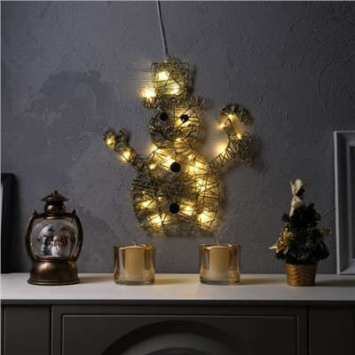 Светодиодная фигура «Снеговик» 34×41 см, металл, батарейки ААх2 (не в комплекте), свечение тёплое белое