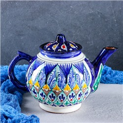 Чайник заварочный Риштанская Керамика «Узоры», 1 л, синий